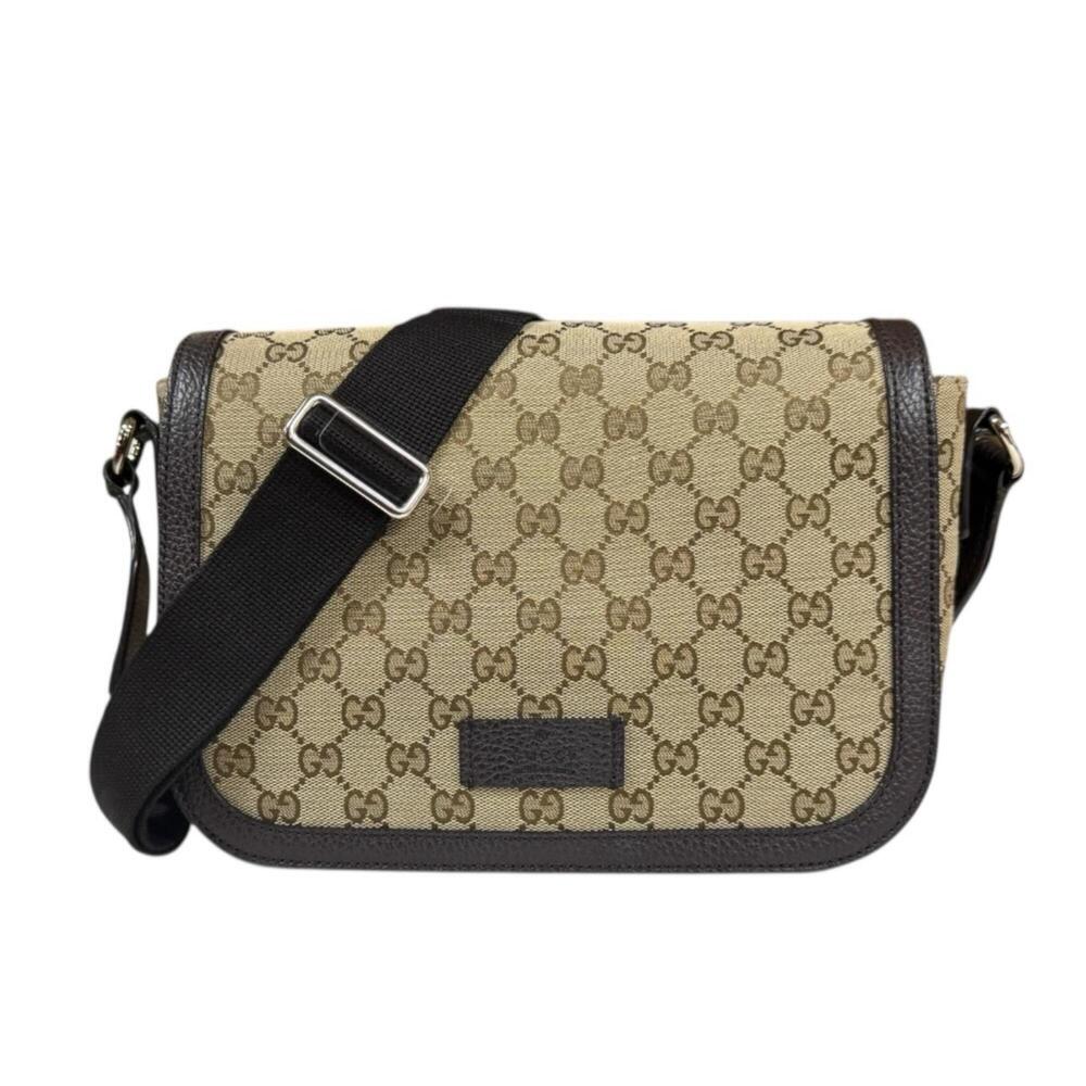 GUCCI Brown Canvas Messenger Shoulder Bag